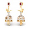 Gold Red Stone Dancing Doll Stud For Girls
